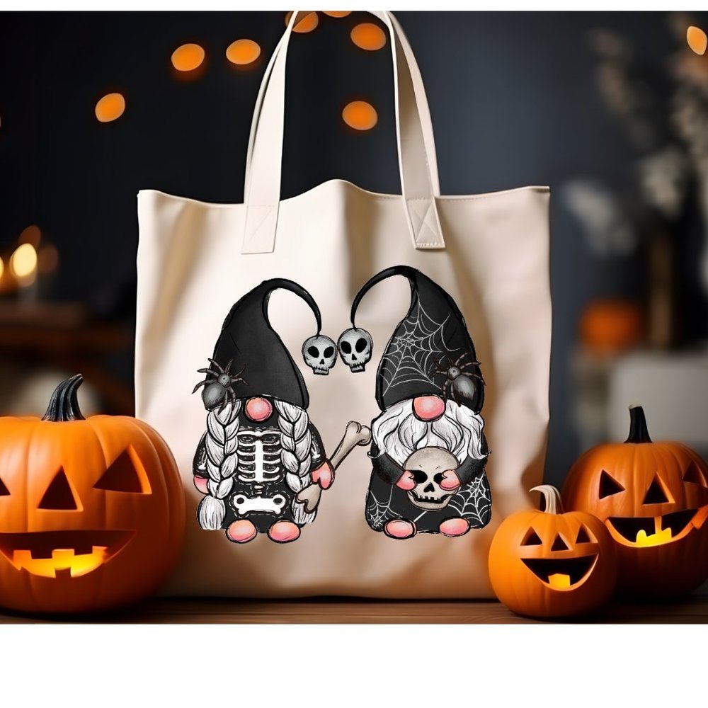 halloween gnome tote bag